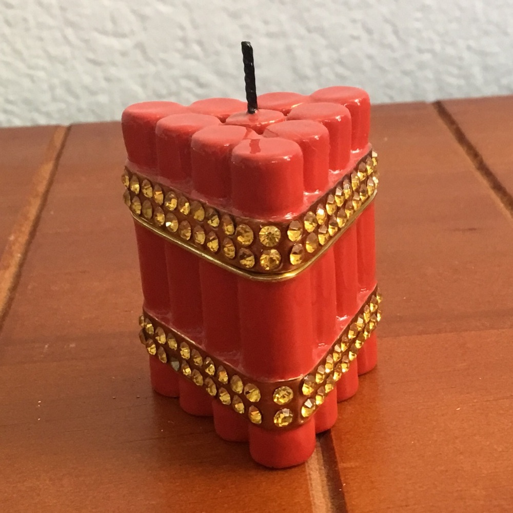 Decorative Hinged Rhinestone Dynamite Sticks Trinket Box